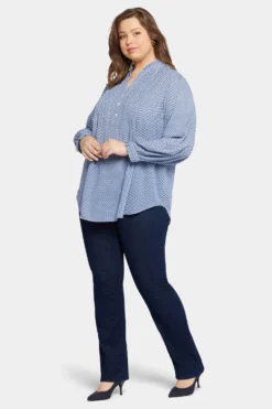 Pleated Front Tunic In Plus Size - Heritage Geo Aviary Blue -Nydj Apparel Shop WGGT4043 F716B 5