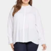 Pleated Peasant Blouse In Plus Size - Optic White