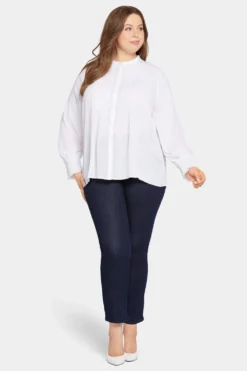 Pleated Peasant Blouse In Plus Size - Optic White -Nydj Apparel Shop WGGT4114 157 5
