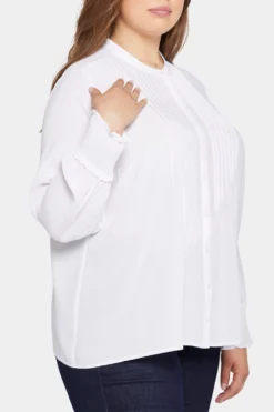 Pleated Peasant Blouse In Plus Size - Optic White -Nydj Apparel Shop WGGT4114 157 6