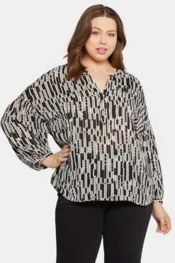 Paulina Peasant Blouse In Plus Size - Giselle Geo
