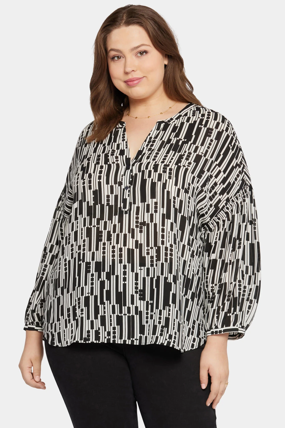 Paulina Peasant Blouse In Plus Size - Giselle Geo 4 Paulina Peasant Blouse In Plus Size - Giselle Geo - Image 4