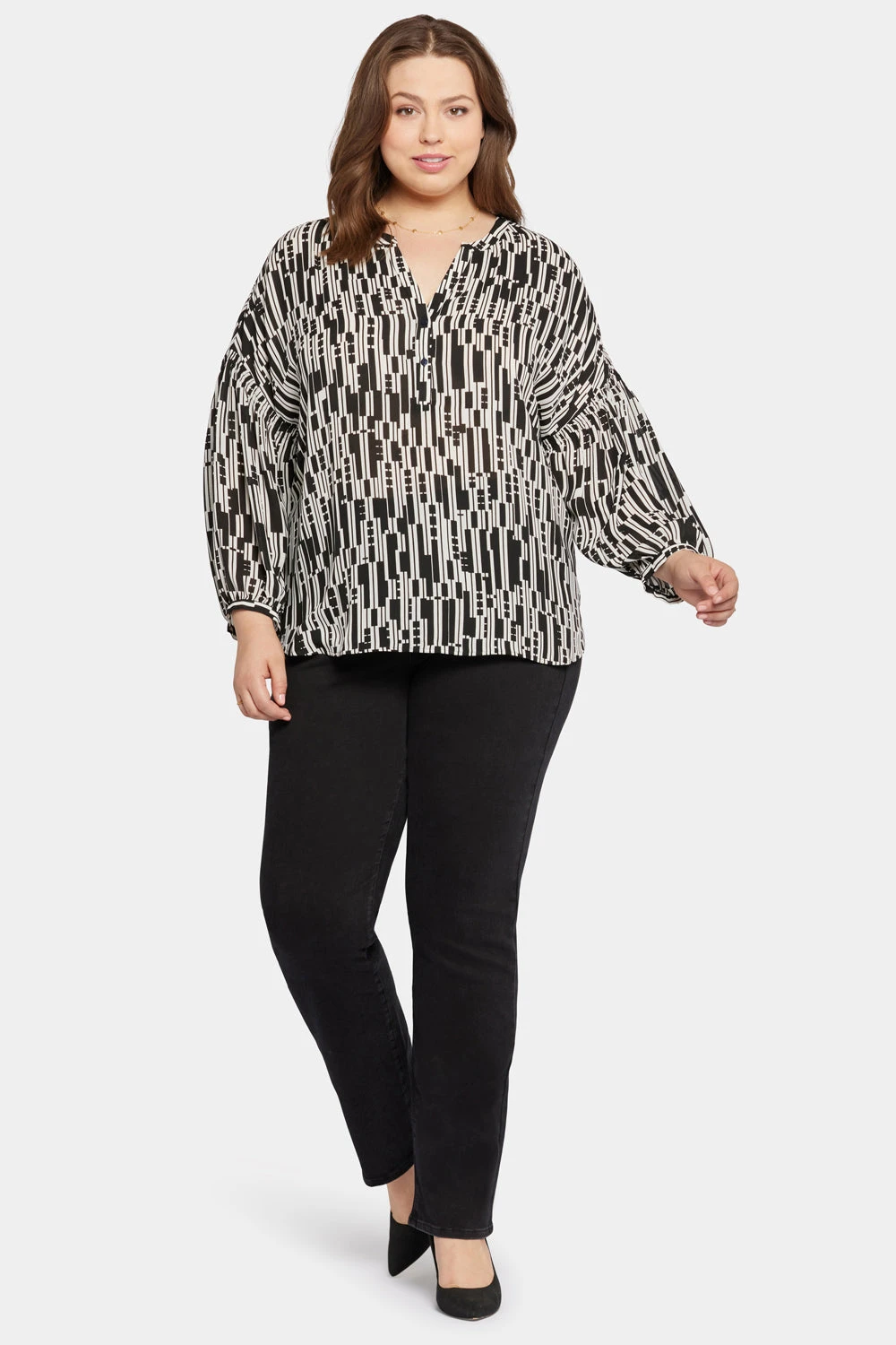 Paulina Peasant Blouse In Plus Size - Giselle Geo 5 Paulina Peasant Blouse In Plus Size - Giselle Geo - Image 5