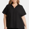 Becky Short Sleeved Blouse In Plus Size - Black