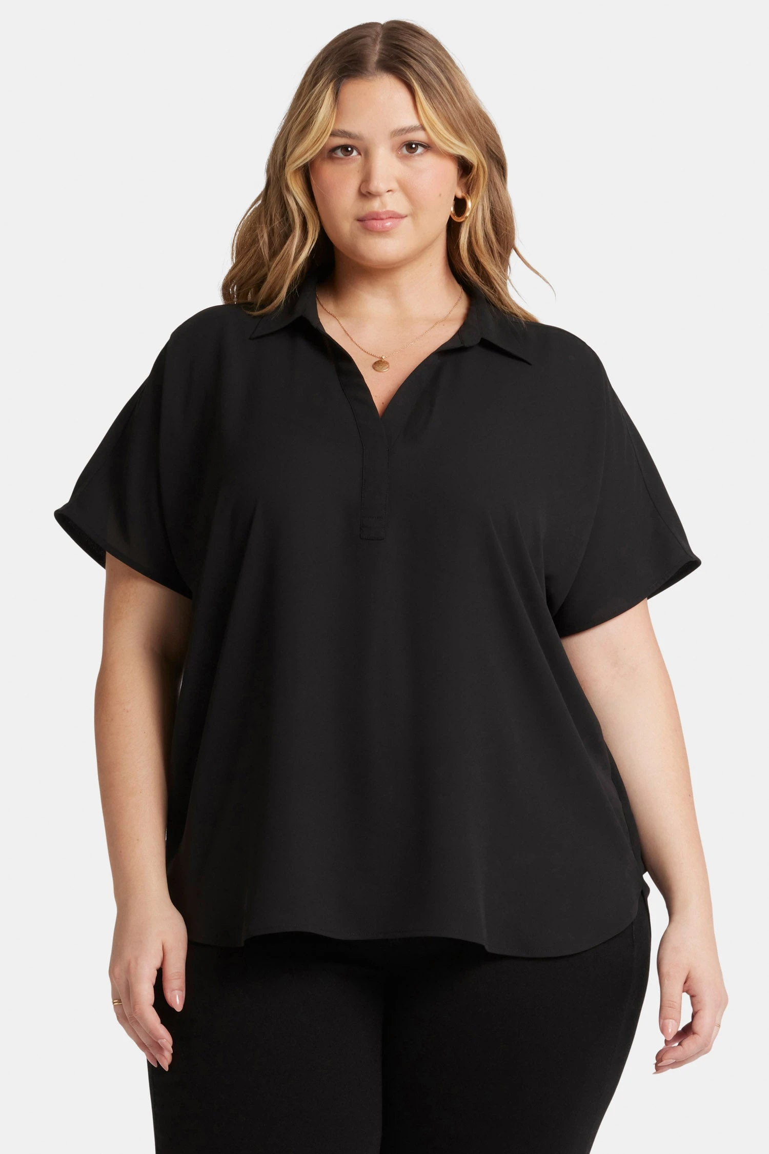 Becky Short Sleeved Blouse In Plus Size - Black 1 Becky Short Sleeved Blouse In Plus Size - Black