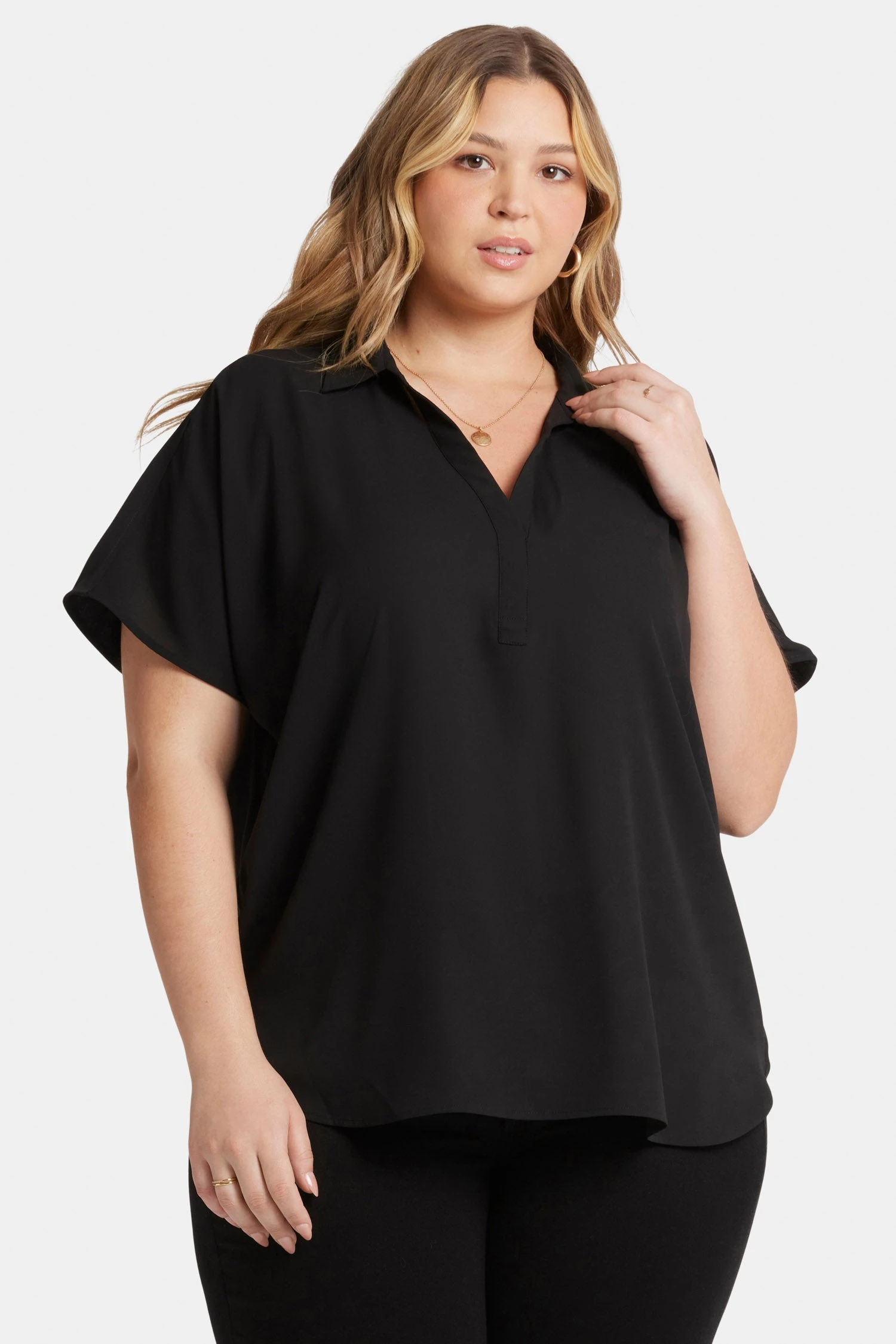 Becky Short Sleeved Blouse In Plus Size - Black 4 Becky Short Sleeved Blouse In Plus Size - Black - Image 4