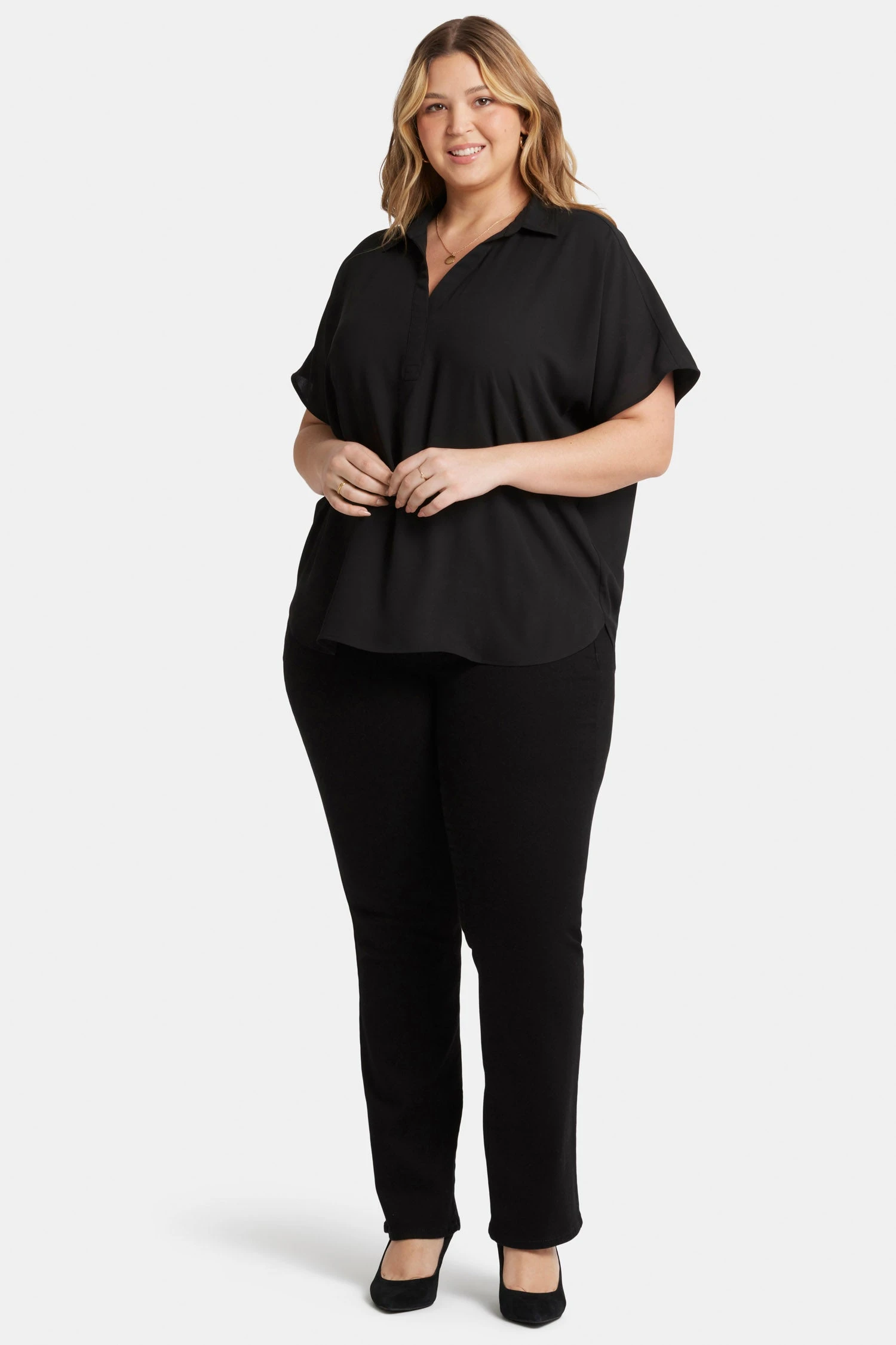 Becky Short Sleeved Blouse In Plus Size - Black 5 Becky Short Sleeved Blouse In Plus Size - Black - Image 5