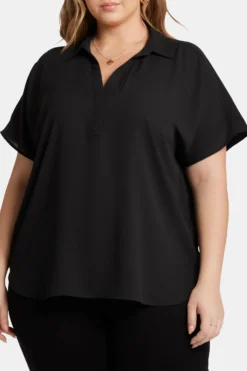 Becky Short Sleeved Blouse In Plus Size - Black 11 Becky Short Sleeved Blouse In Plus Size - Black -Nydj Apparel Shop WGGT4270 858 6