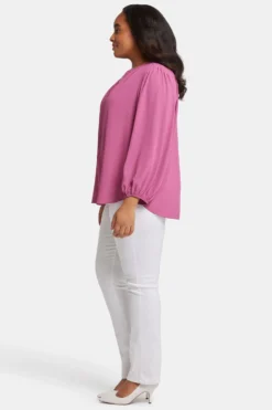 Puff Sleeve Popover Top In Plus Size - Mauve Haze -Nydj Apparel Shop WGGT4277 MVHZE 3