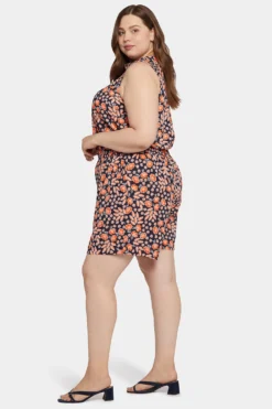 Mandarin Blouse And Short Set In Plus Size - Rose Haven -Nydj Apparel Shop WGGT4278 RSHV 3
