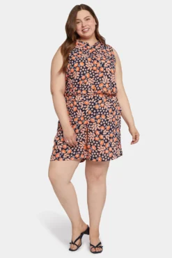 Mandarin Blouse And Short Set In Plus Size - Rose Haven -Nydj Apparel Shop WGGT4278 RSHV 5