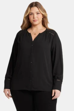 Liliana Peasant Blouse In Plus Size - Black -Nydj Apparel Shop WGGT4288 858 4