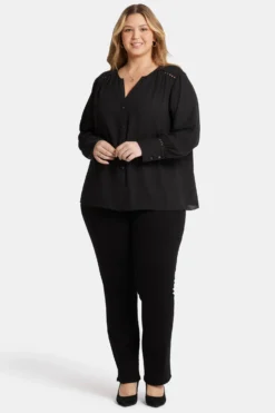 Liliana Peasant Blouse In Plus Size - Black -Nydj Apparel Shop WGGT4288 858 5