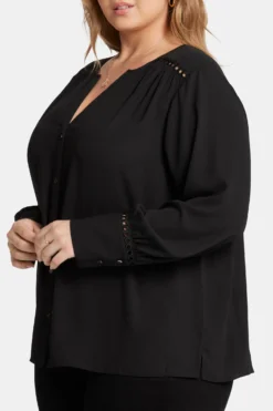 Liliana Peasant Blouse In Plus Size - Black -Nydj Apparel Shop WGGT4288 858 6