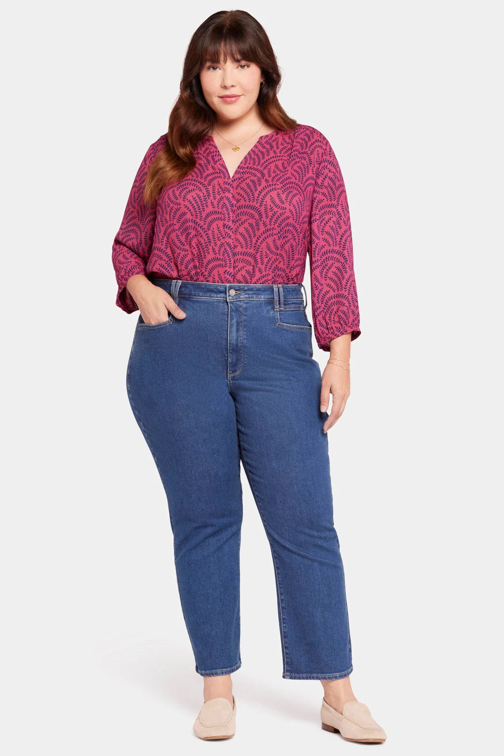 Bailey Relaxed Straight Ankle Jeans In Plus Size - Waterfall 1 Bailey Relaxed Straight Ankle Jeans In Plus Size - Waterfall