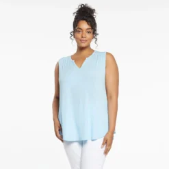 Sleeveless Perfect Tee In Plus Size - Clear Sky -Nydj Apparel Shop WLER4208 CLSKY DPA