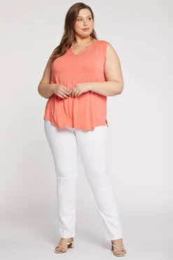 Sleeveless Perfect Tee In Plus Size - Deep Sea Coral -Nydj Apparel Shop WLER4208 DPSEA 5