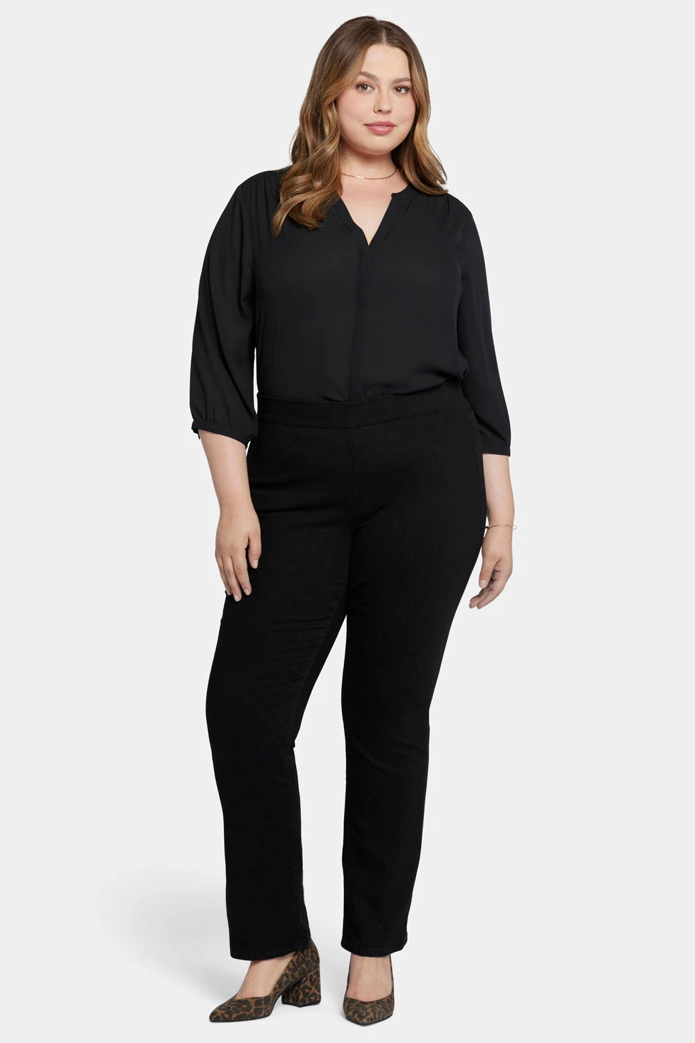 Bailey Relaxed Straight Pull-On Jeans In Plus Size - Black Rinse 1 Bailey Relaxed Straight Pull-On Jeans In Plus Size - Black Rinse