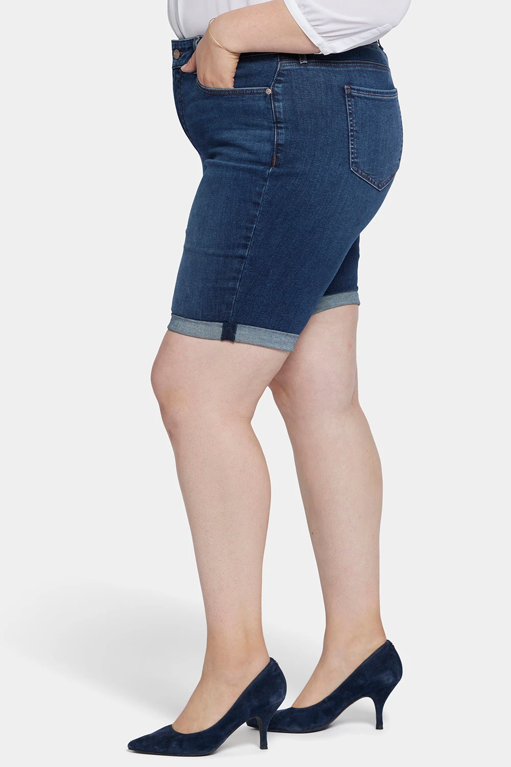 Briella 11 Inch Denim Shorts In Plus Size - Gold Coast 3 Briella 11 Inch Denim Shorts In Plus Size - Gold Coast - Image 3