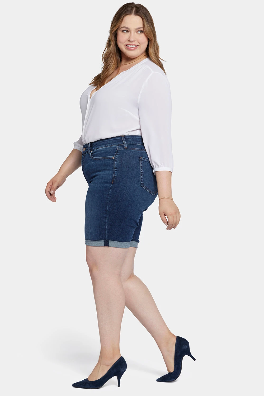 Briella 11 Inch Denim Shorts In Plus Size - Gold Coast 5 Briella 11 Inch Denim Shorts In Plus Size - Gold Coast - Image 5