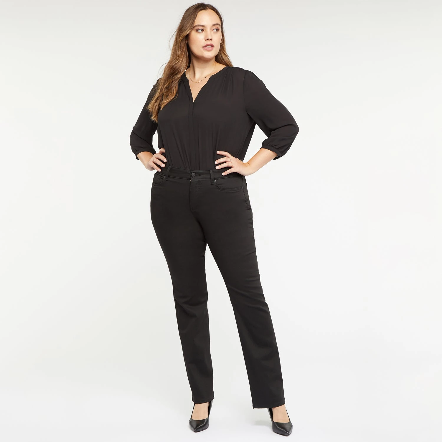 Marilyn Straight Jeans In Plus Size - Black Rinse 7 Marilyn Straight Jeans In Plus Size - Black Rinse - Image 7