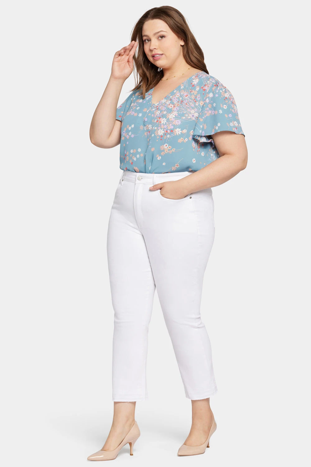 Marilyn Straight Ankle Jeans In Petite Plus Size - Optic White 5 Marilyn Straight Ankle Jeans In Petite Plus Size - Optic White - Image 5