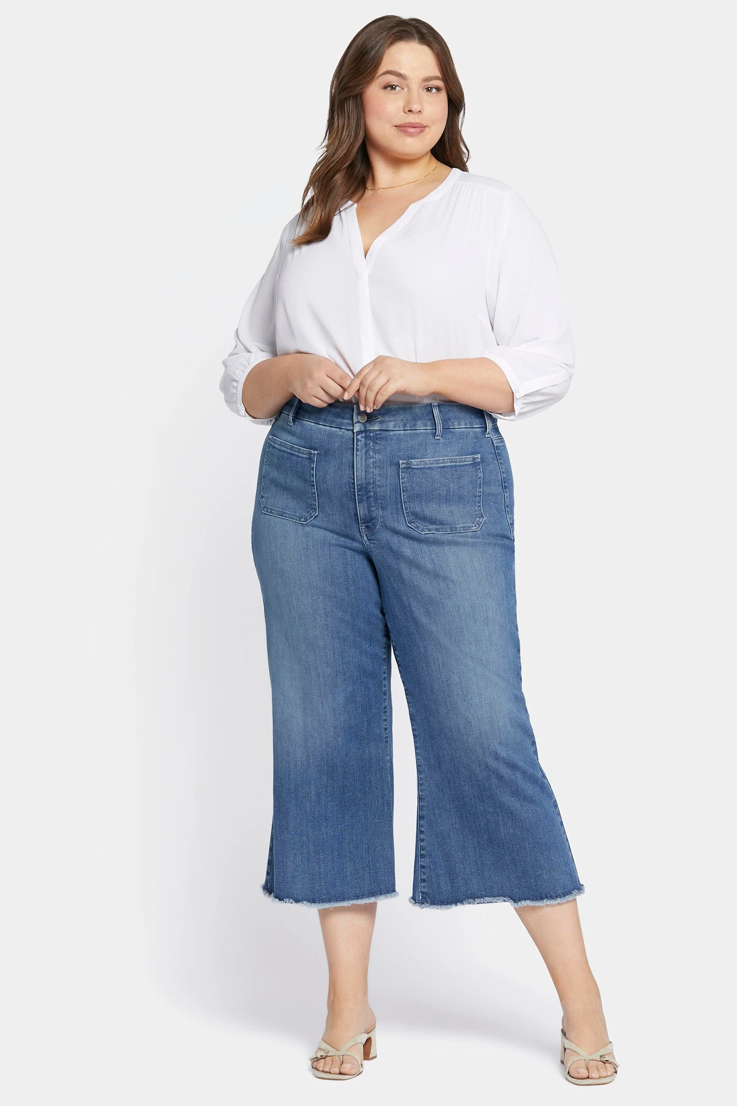 Patchie Wide Leg Capri Jeans In Petite Plus Size - Compass 1 Patchie Wide Leg Capri Jeans In Petite Plus Size - Compass
