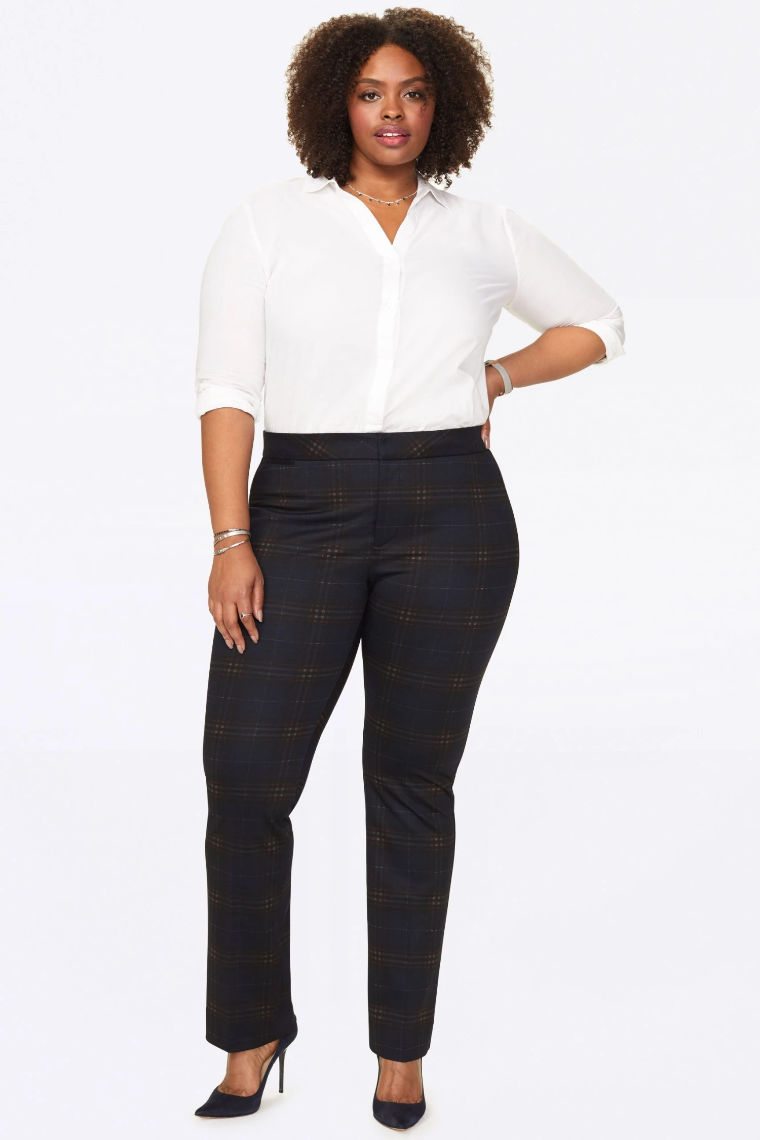 Slim Trouser Pants In Plus Size - Oakland Plaid 1 Slim Trouser Pants In Plus Size - Oakland Plaid