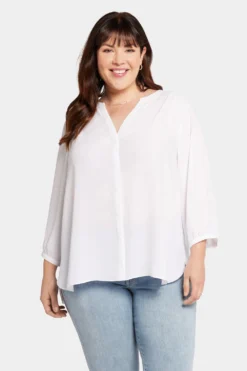 Pintuck Blouse In Plus Size - Optic White -Nydj Apparel Shop WS1F0537 157 4