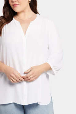 Pintuck Blouse In Plus Size - Optic White -Nydj Apparel Shop WS1F0537 157 6