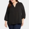 Pintuck Blouse In Plus Size - Black