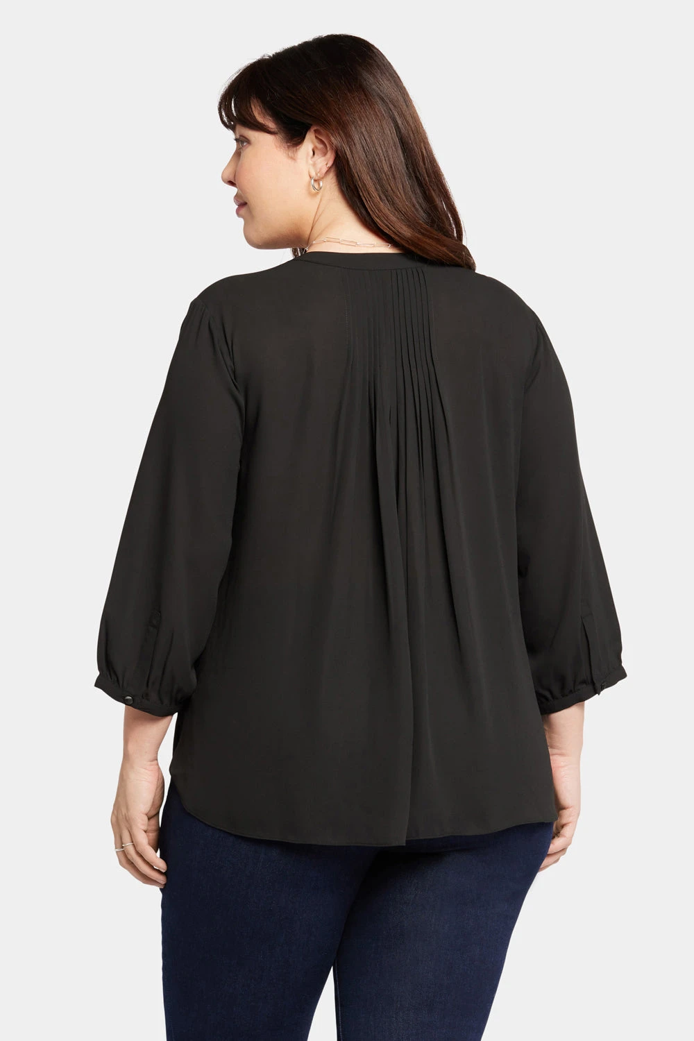 Pintuck Blouse In Plus Size - Black 2 Pintuck Blouse In Plus Size - Black - Image 2