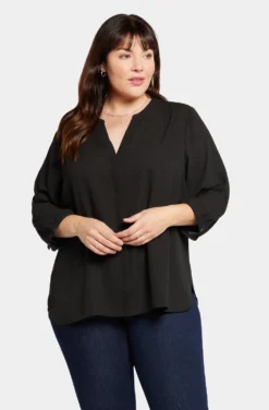 Pintuck Blouse In Plus Size - Black 10 Pintuck Blouse In Plus Size - Black -Nydj Apparel Shop WS1F0537 858 4