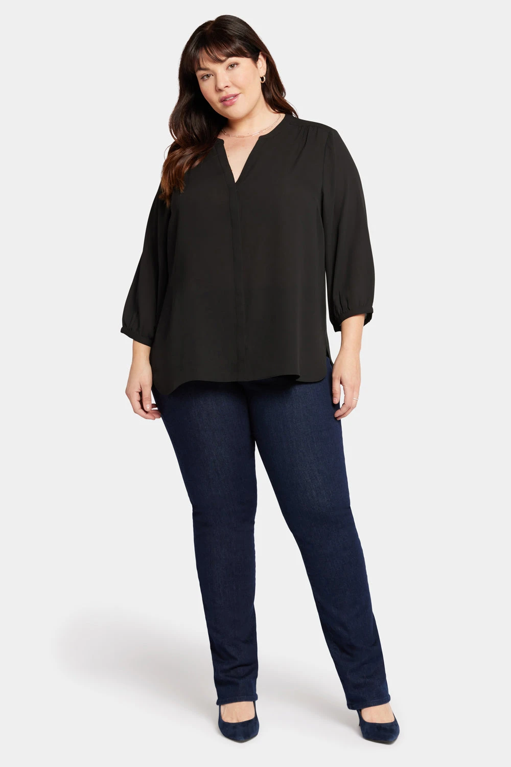Pintuck Blouse In Plus Size - Black 5 Pintuck Blouse In Plus Size - Black - Image 5