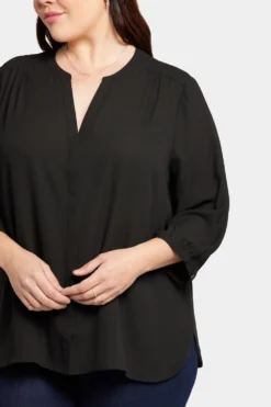 Pintuck Blouse In Plus Size - Black 12 Pintuck Blouse In Plus Size - Black -Nydj Apparel Shop WS1F0537 858 6