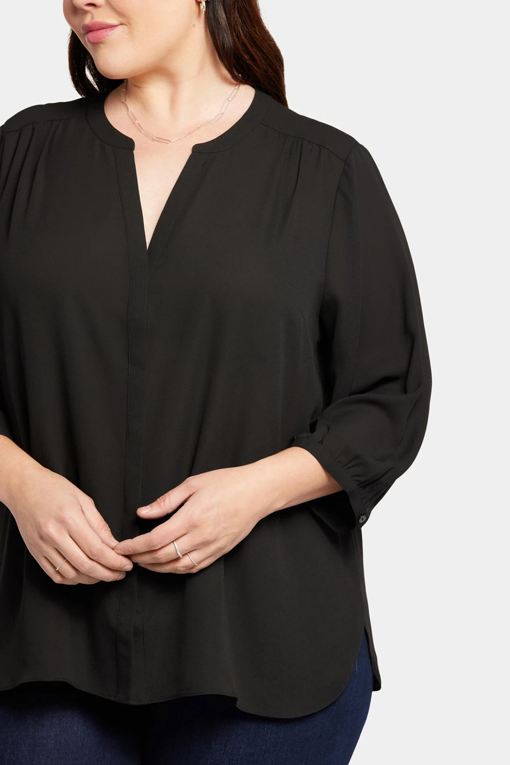 Pintuck Blouse In Plus Size - Black 6 Pintuck Blouse In Plus Size - Black - Image 6