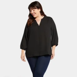 Pintuck Blouse In Plus Size - Black 13 Pintuck Blouse In Plus Size - Black -Nydj Apparel Shop WS1F0537 858 DPA