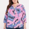 Pintuck Blouse In Plus Size - Cadiz