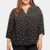 Pintuck Blouse In Plus Size - Percy Dot