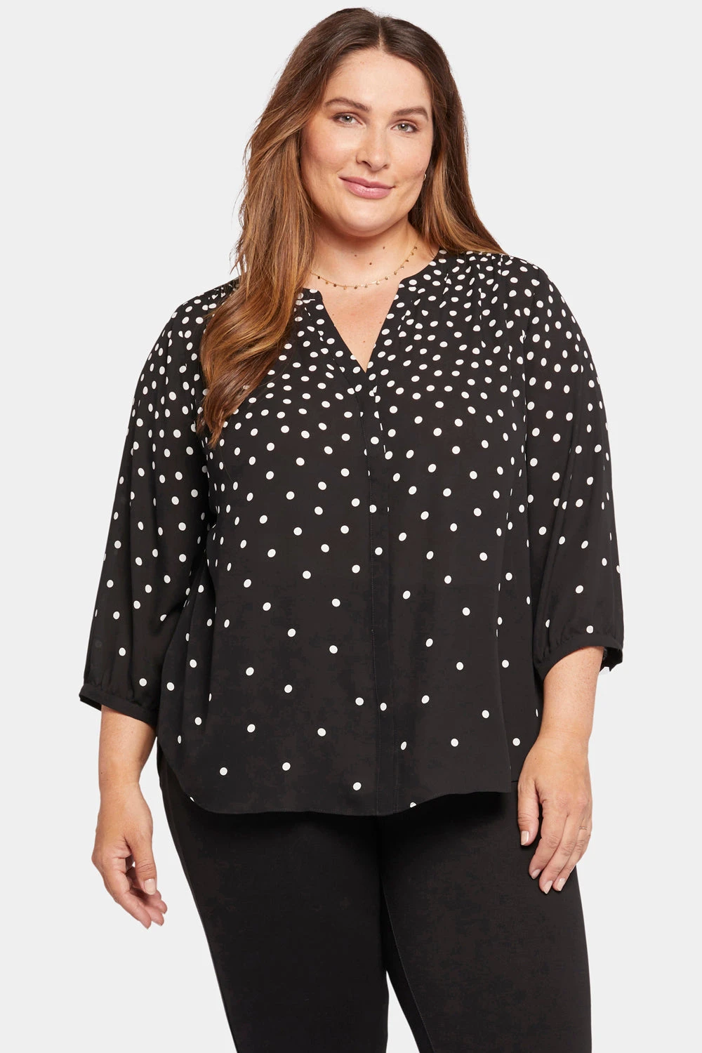 Pintuck Blouse In Plus Size - Percy Dot 1 Pintuck Blouse In Plus Size - Percy Dot