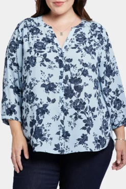 Pintuck Blouse In Plus Size - Rosemary Petals -Nydj Apparel Shop WS1F0537 F2028 6