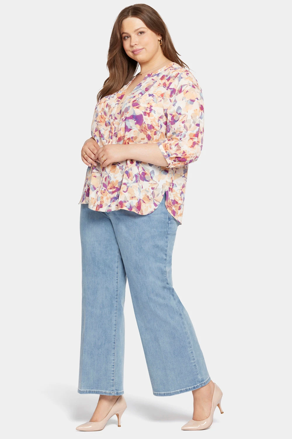 Pintuck Blouse In Plus Size - Fallen Leaf 3 Pintuck Blouse In Plus Size - Fallen Leaf - Image 3