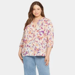 Pintuck Blouse In Plus Size - Fallen Leaf 13 Pintuck Blouse In Plus Size - Fallen Leaf -Nydj Apparel Shop WS1F0537 H1060 DPA