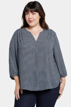 Pintuck Blouse In Plus Size - Diamond Peak