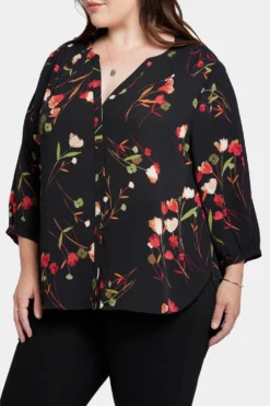 Pintuck Blouse In Plus Size - Lynbrook Garden -Nydj Apparel Shop WS1F0537 H964 6