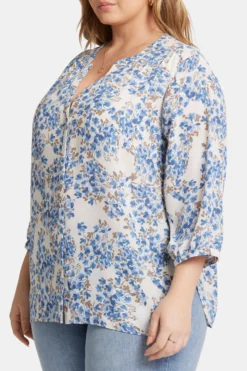 Pintuck Blouse In Plus Size - Blue Dahlia -Nydj Apparel Shop WS1F0537 S2057 6