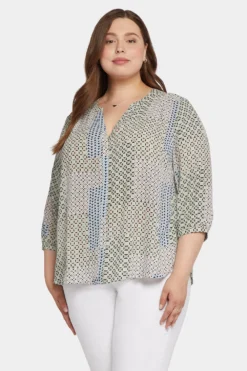 Pintuck Blouse In Plus Size - Demuth Geo -Nydj Apparel Shop WS1F0537 U1050 4