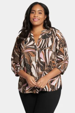 Pintuck Blouse In Plus Size - Half Moon Bay