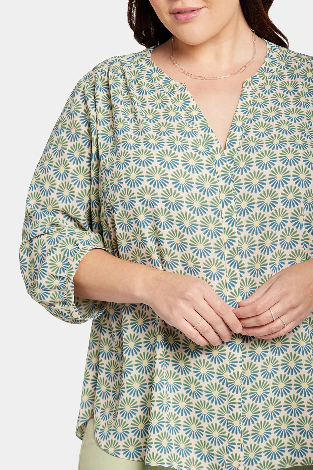 Pintuck Blouse In Plus Size - Blue Blossoms 6 Pintuck Blouse In Plus Size - Blue Blossoms - Image 6