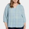 Pintuck Blouse In Plus Size - Wembley Plaid